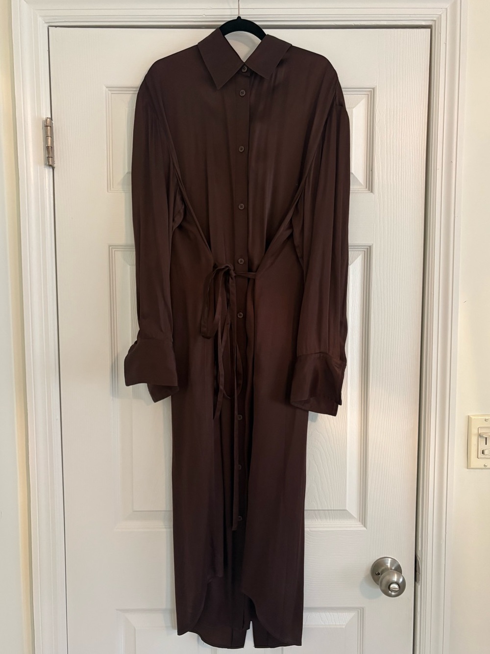 & Other Stories Silky Front Button Belted Midi Dress